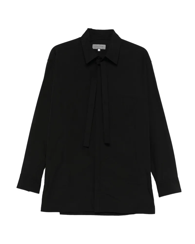 Yohji Yamamoto Tie-neck Pocket Shirt Black