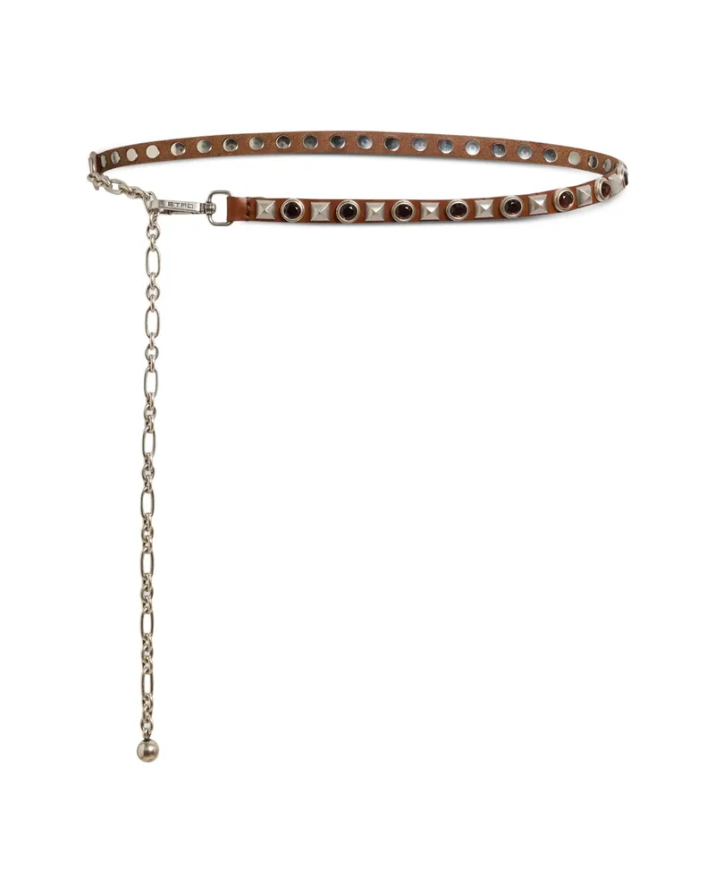 Etro Studded Leather Belt Brown