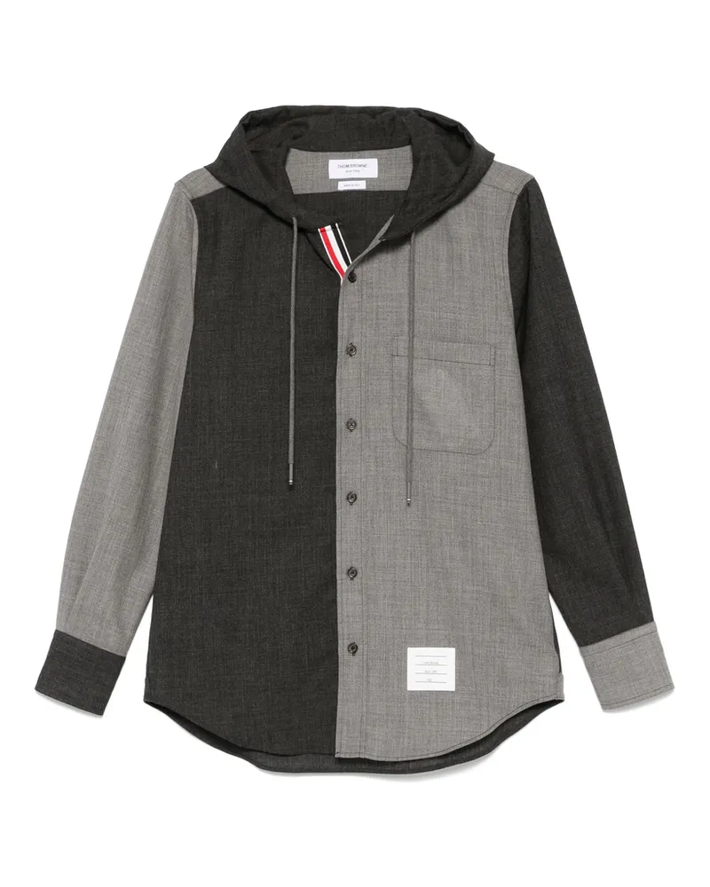 Thom Browne RWB-stripe Hooded Shirt Grey