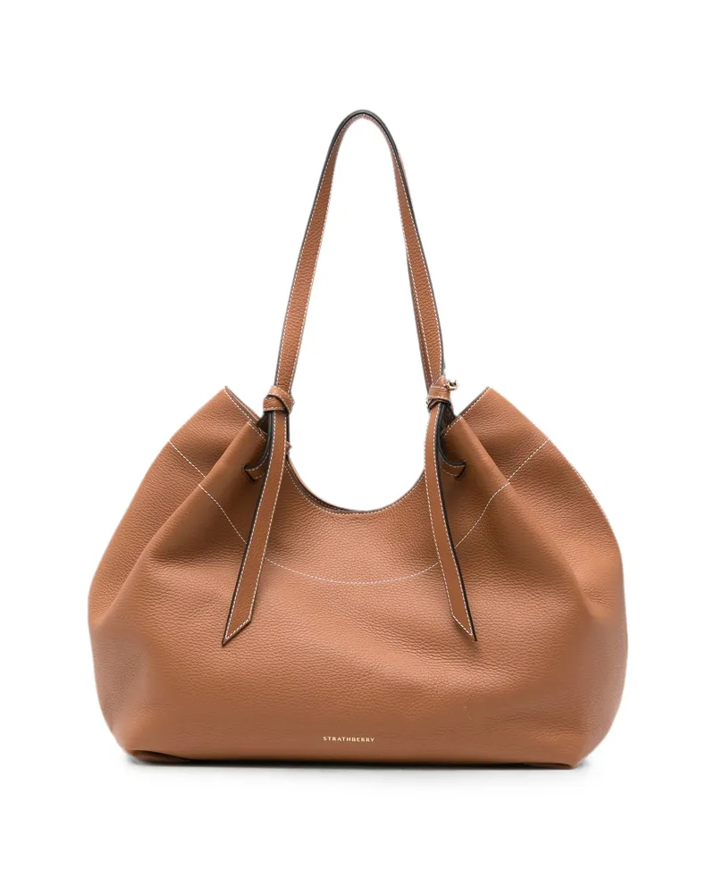Strathberry Barra Contrast-stitch Leather Shoulder Bag Brown