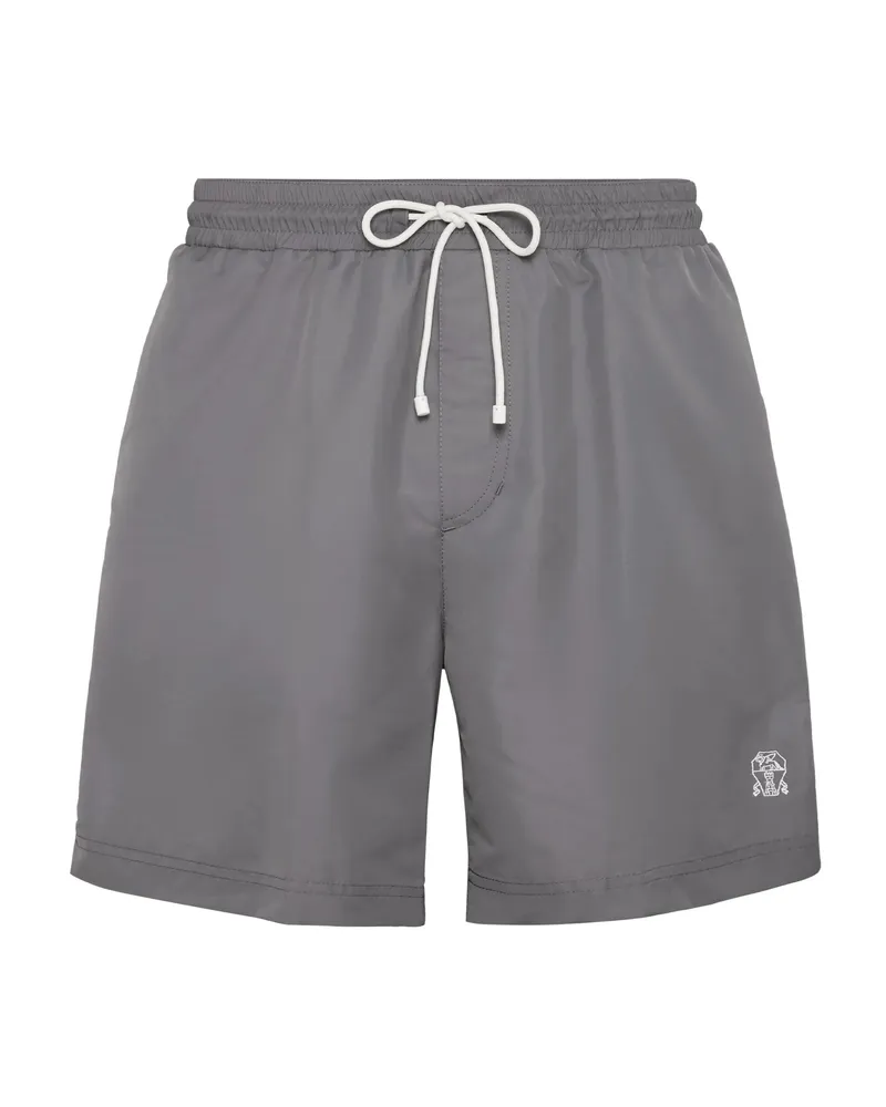 Brunello Cucinelli Logo-embroidered Drawstring Swim Shorts Grey