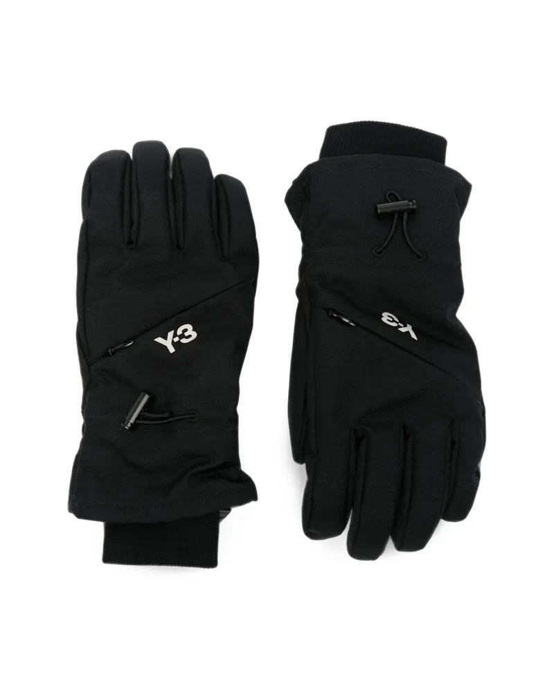 Y-3 Logo-print Zip-detail Gloves Black