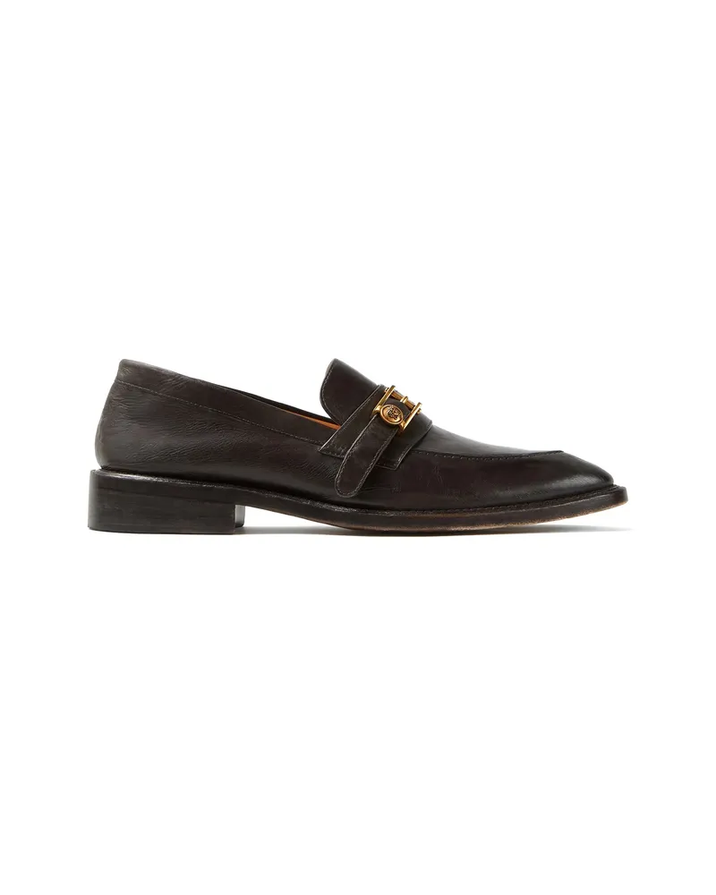 Versace Primo Leather Loafers Brown