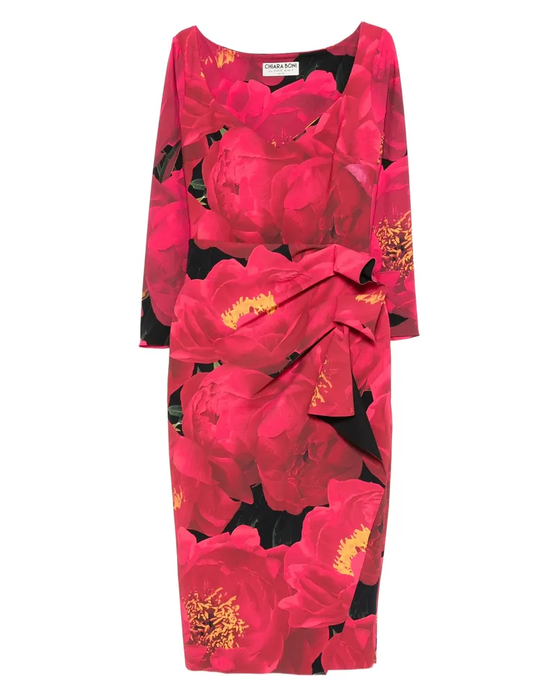 Chiara Boni Floral-print Draped Dress Pink