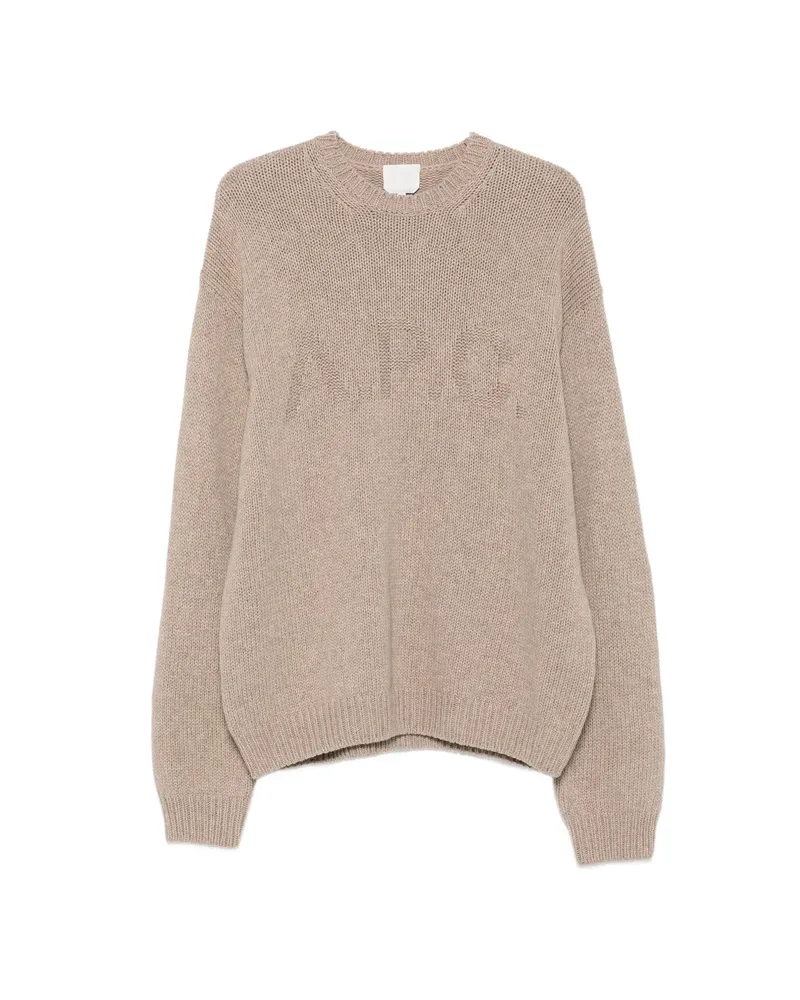 A.P.C. A. p.c. Logo-knit Crew-neck Sweater Neutrals