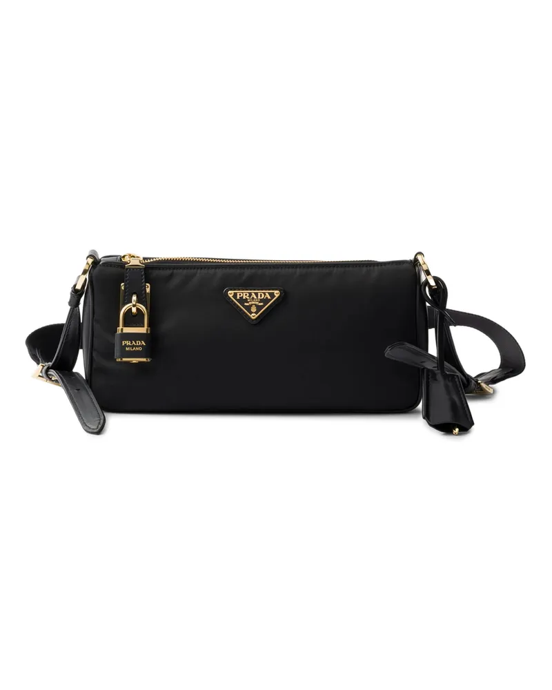 Prada Small Leather-trim Shoulder Bag Black