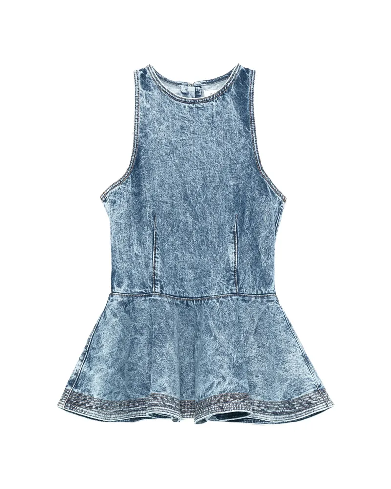 Alaïa Peplum Sleeveless Top Blue