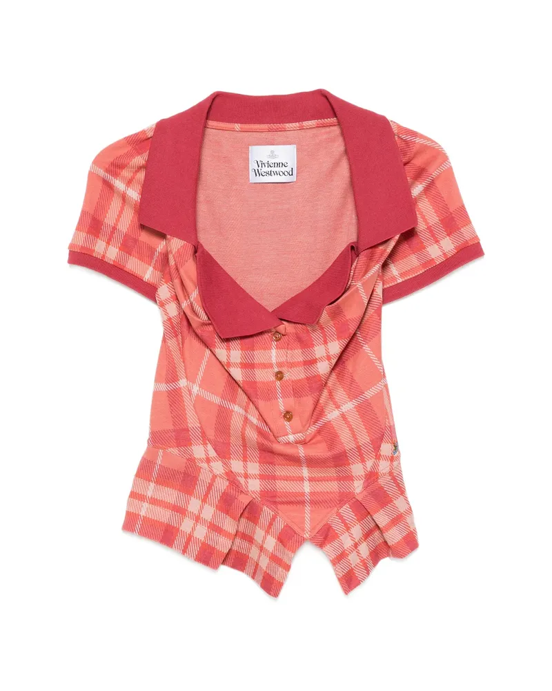 Vivienne Westwood Tartan-print Peplum Polo Top Red