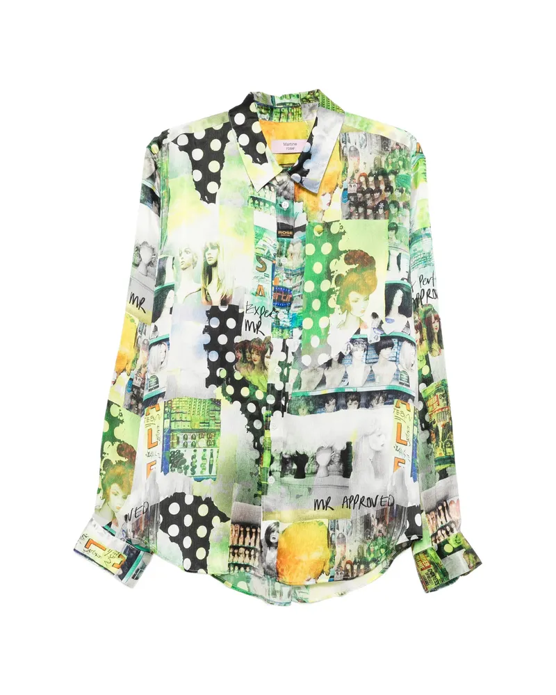 Martine Rose Graphic-print Long-sleeve Shirt Green