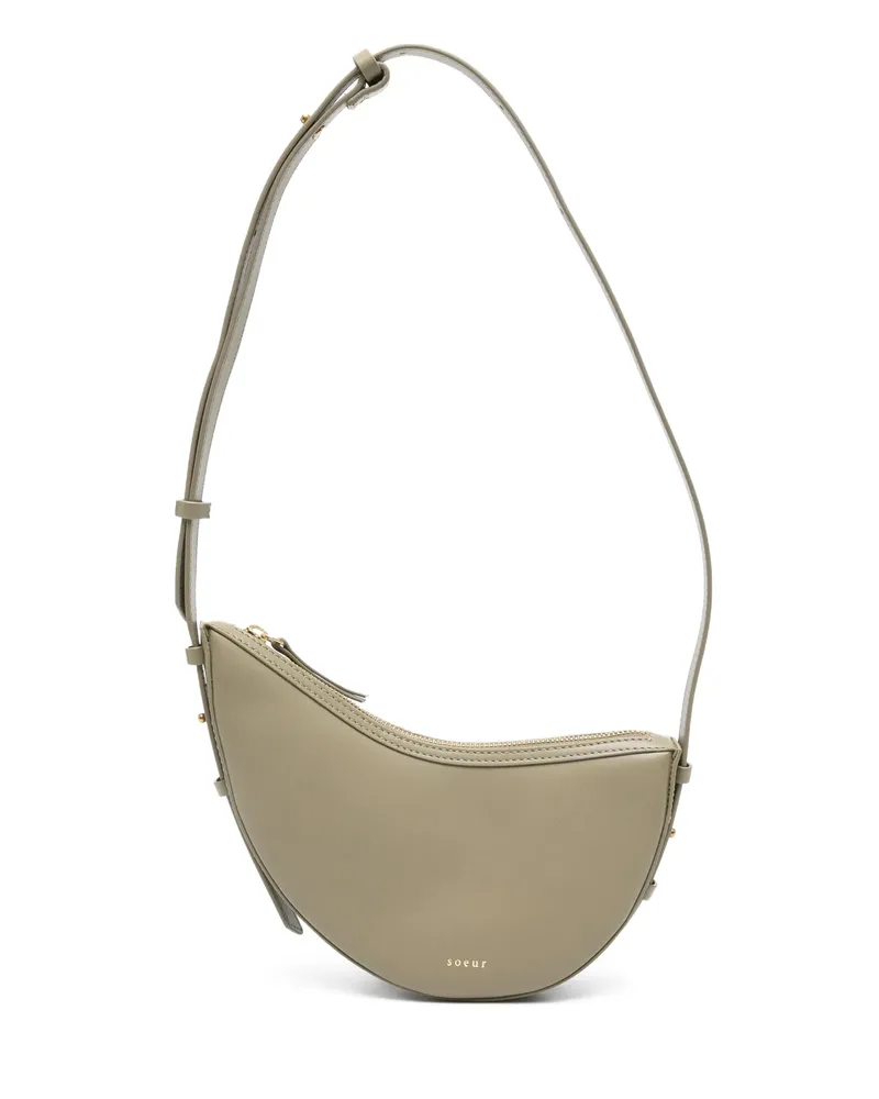 Soeur Crescent Zip Shoulder Bag Neutrals
