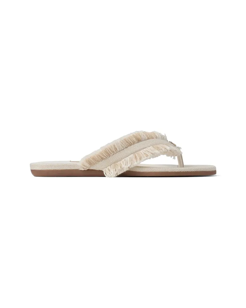 Jimmy Choo Fringed Bay Flat Sandals Neutrals
