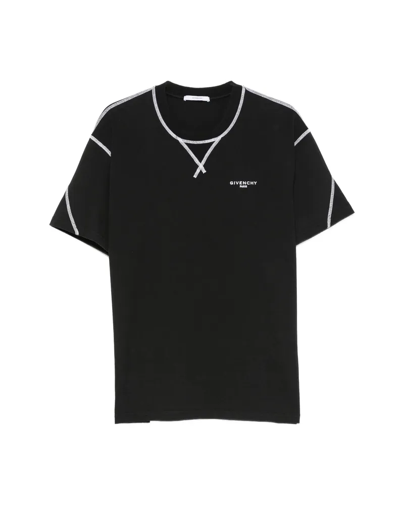 Givenchy Contrast-topstitched Logo-print T-shirt Black
