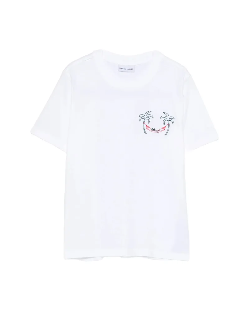 Maison Labiche Palm-embroidery T-shirt White