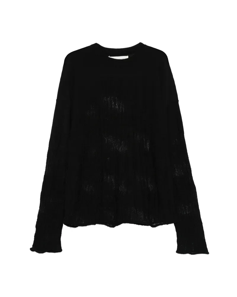 Isabel Benenato Textured Crew-neck Sweater Black