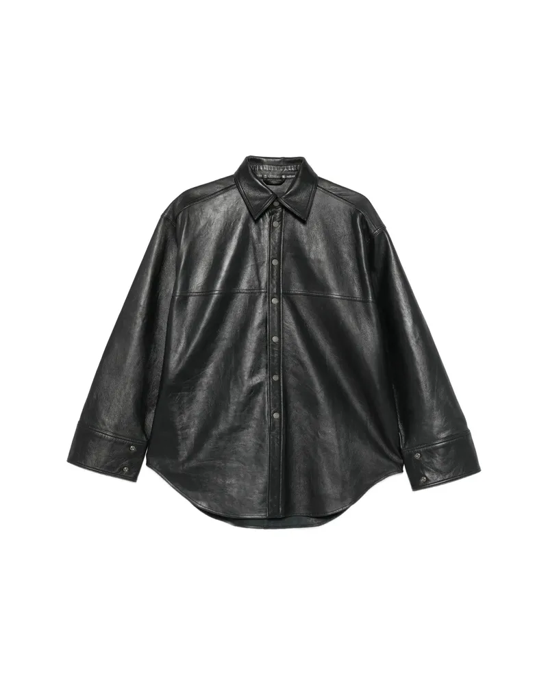 Haikure Leather Oversized Jacket Black