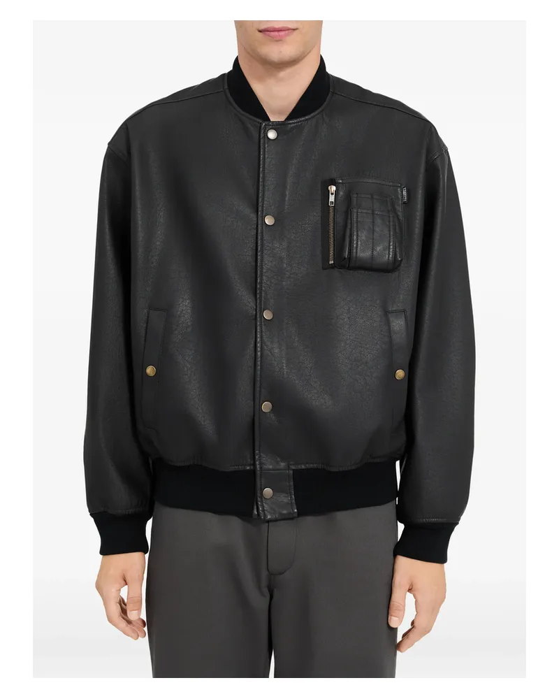 Maison Margiela Leather-effect Zip-pocket Bomber Jacket Black