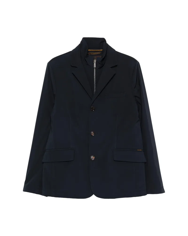 MOORER Button Zip Jacket Blue