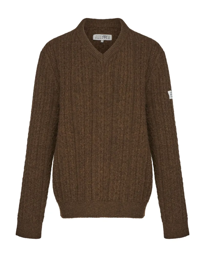 Maison Margiela V-neck Ribbed Sweater Brown