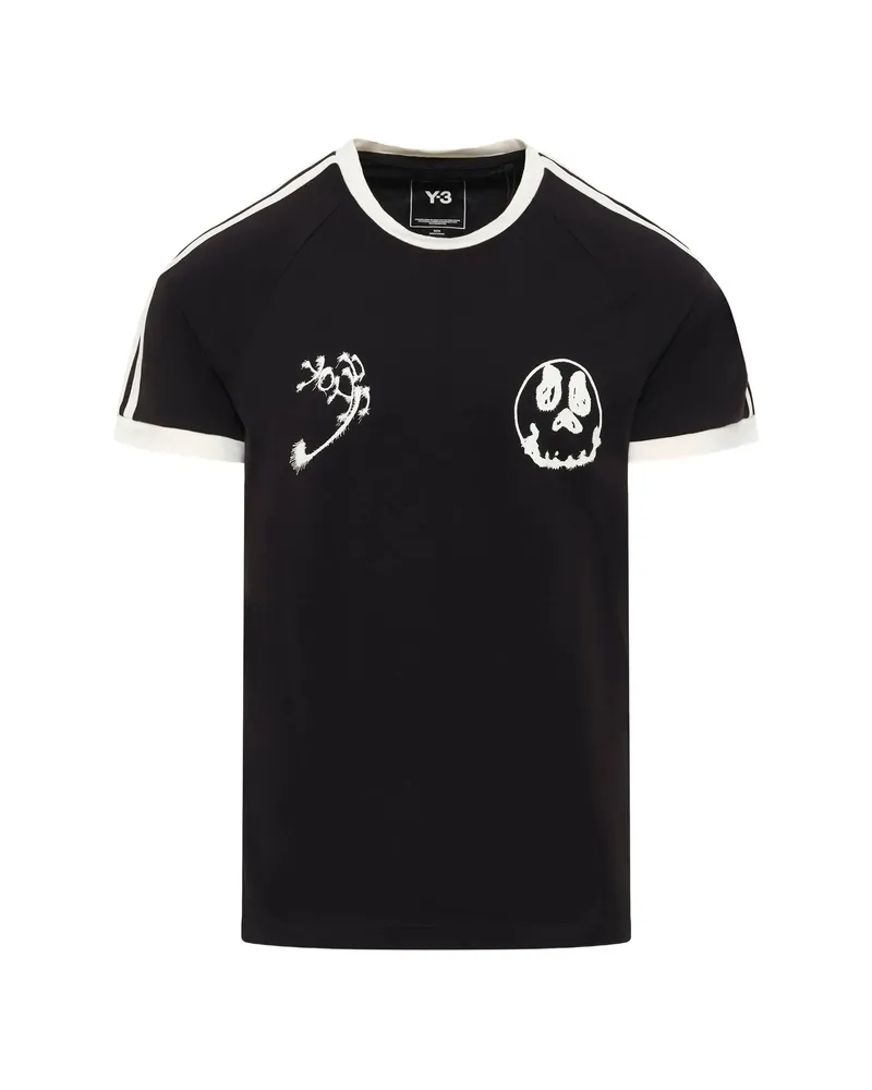 Y-3 Skull-print 3-Stripes T-shirt Black