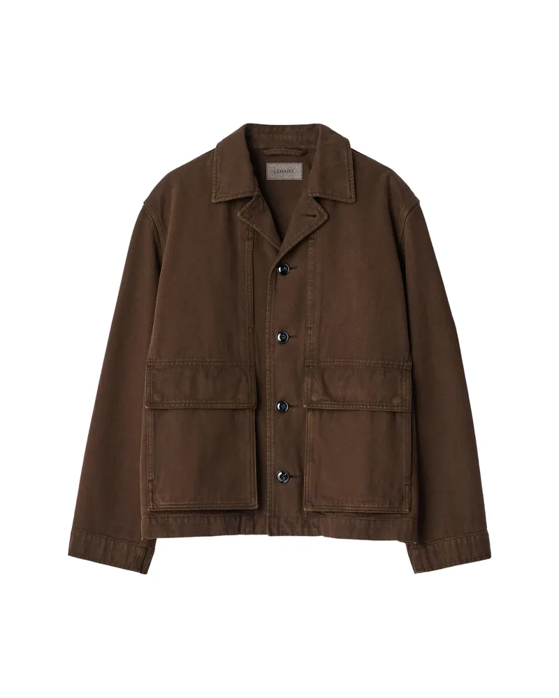 Christophe Lemaire Boxy Jacket In Heavy Garment-dyed Broken Twill Brown