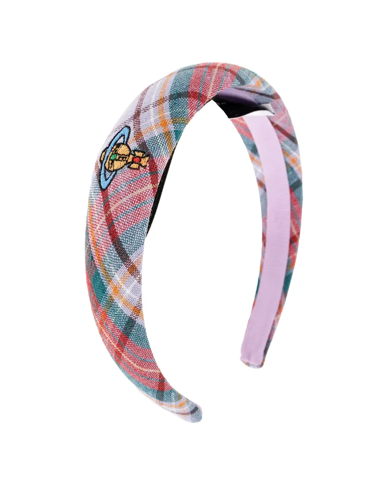 Vivienne Westwood Embroidered Plaid Headband Purple