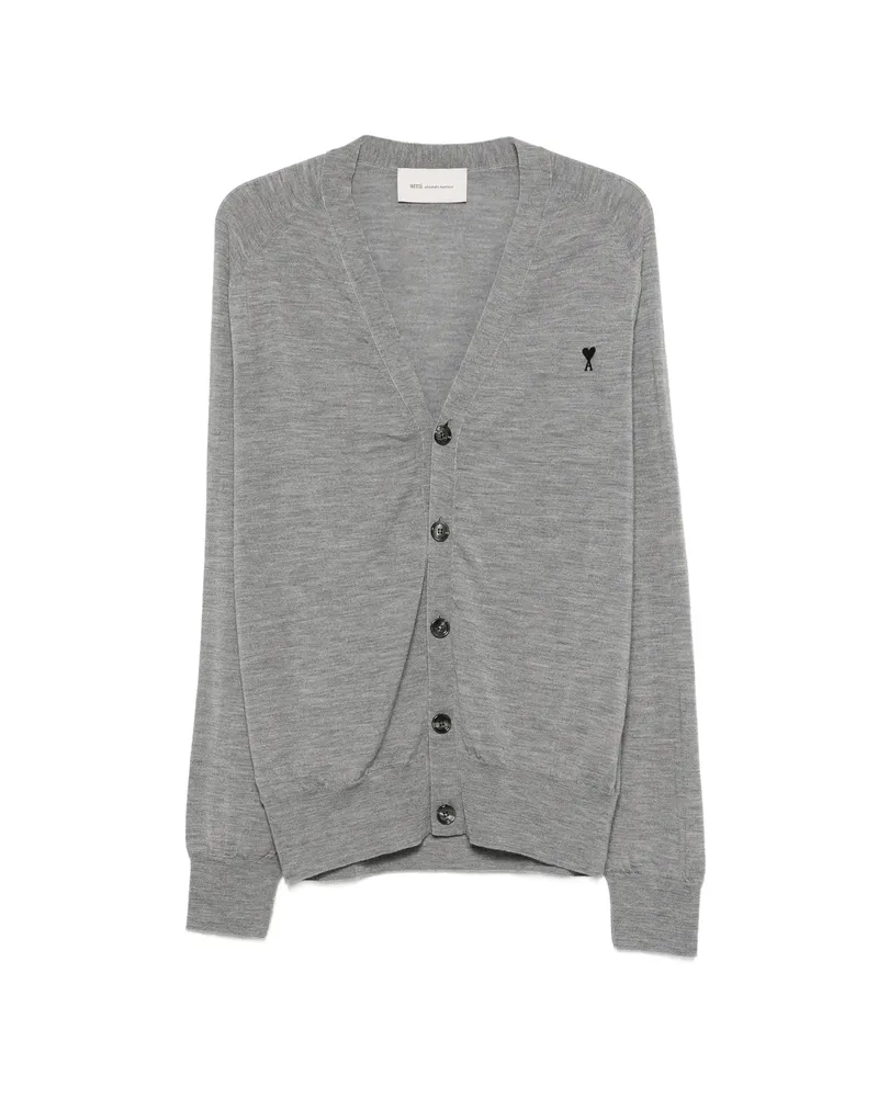 AMI Paris Button V-neck Cardigan Grey