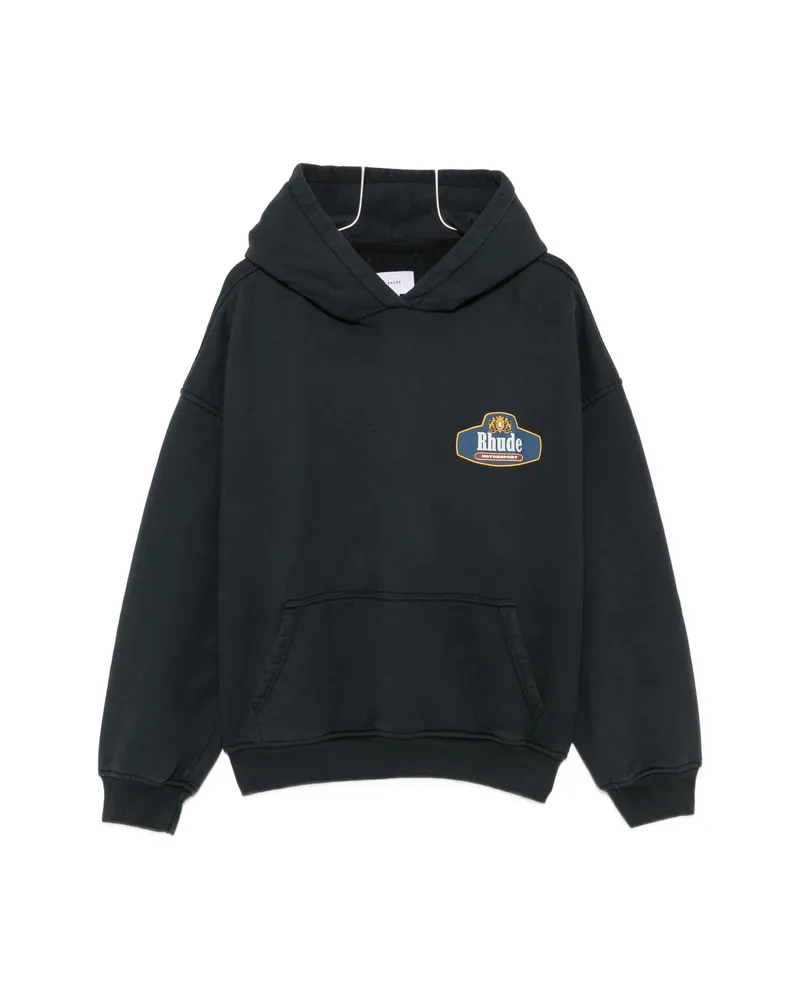 RHUDE Logo-print Hoodie Black