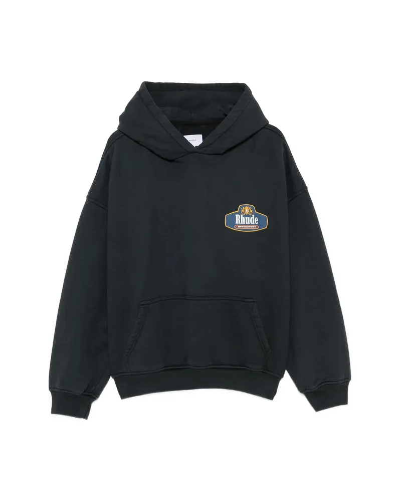 RHUDE Logo-print Hoodie Black