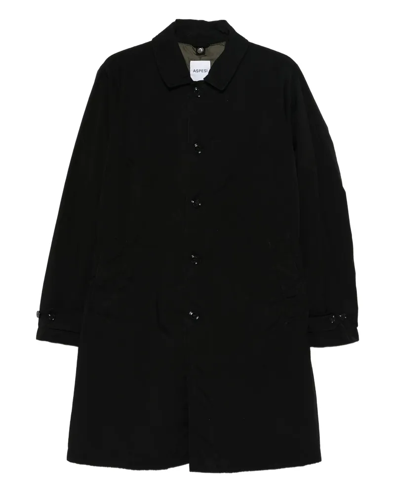 ASPESI Spread-collar Single-breasted Coat Black