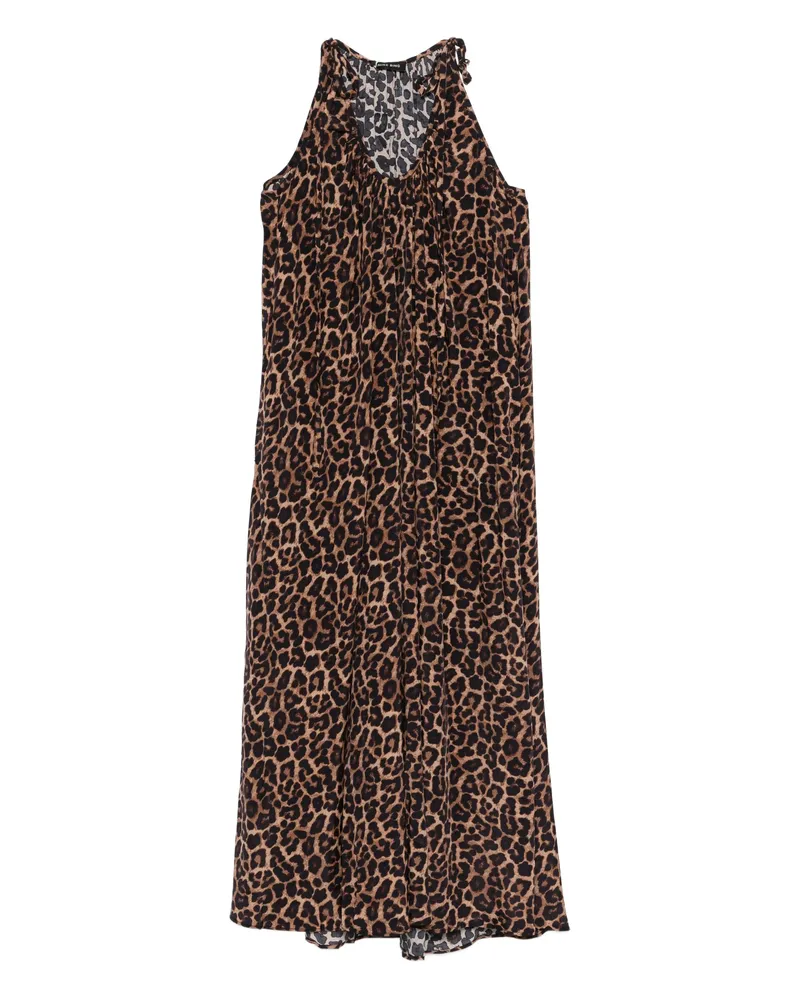 Anine Bing Flora Animal-print Midi Dress Brown