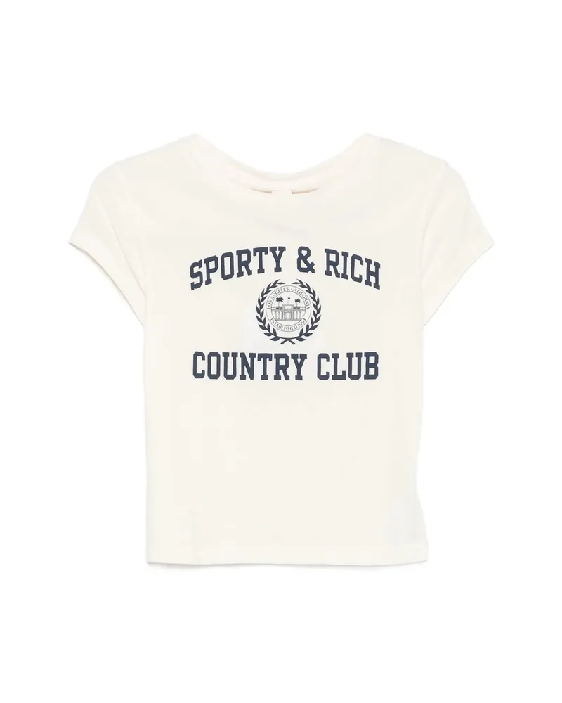 SPORTY & RICH Poly Logo-print T-shirt Neutrals