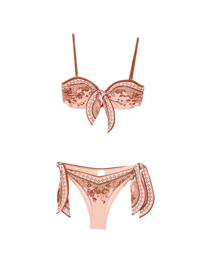 Zimmermann Paisley-print Bikini Pink