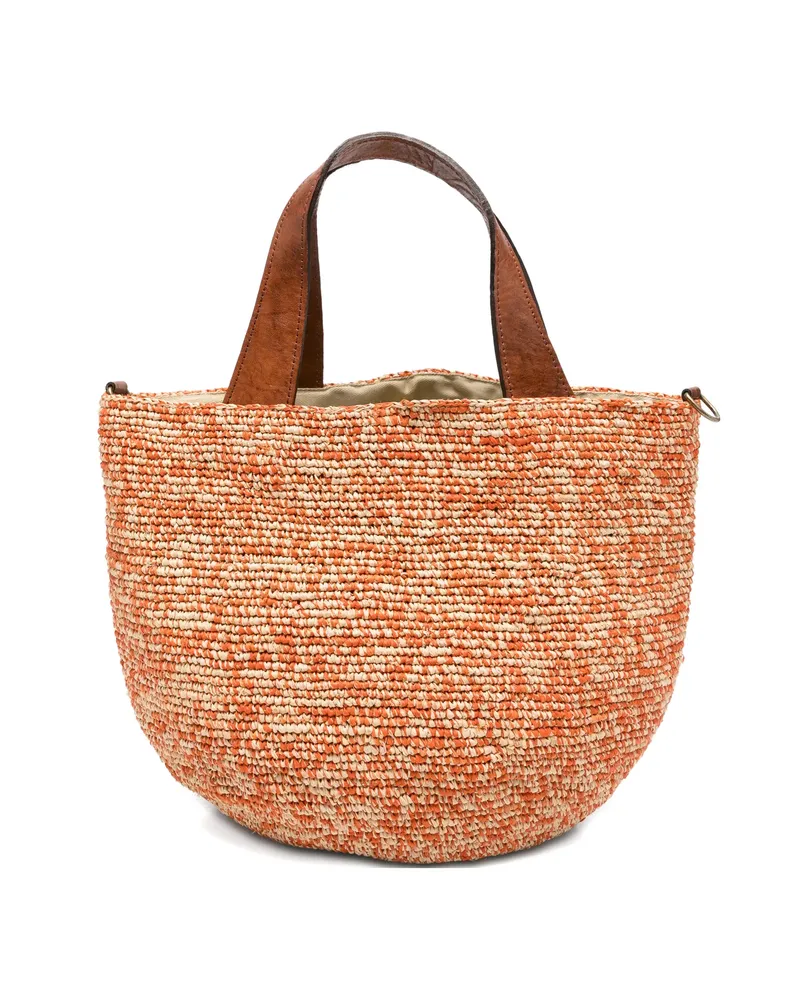 IBELIV Mirozy Raffia Handles Tote Bag Orange