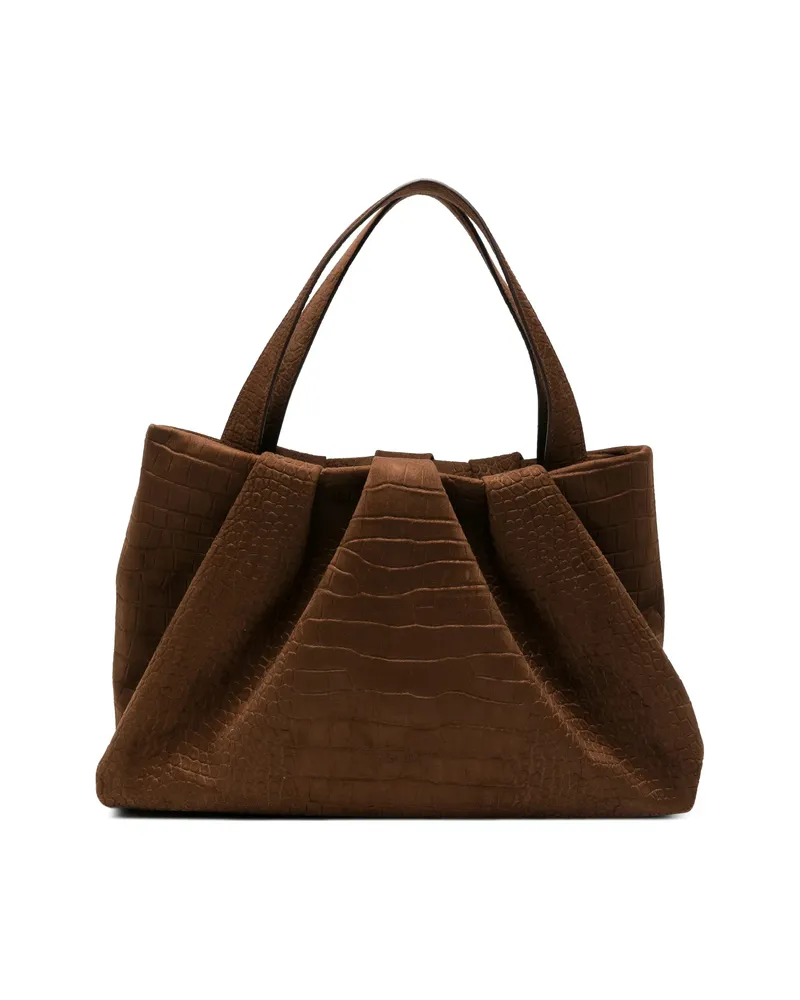 THEMOIRÈ Croc-effect Ruched Shoulder Bag Brown