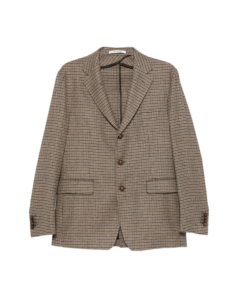 Tagliatore Houndstooth-pattern Single-breasted Blazer Neutrals