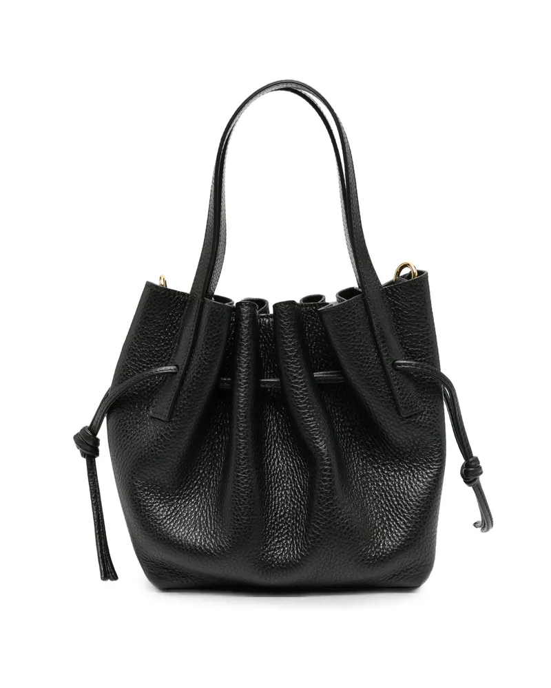 YUZEFI Mini Scallop Pebbled-leather Tote Bag Black