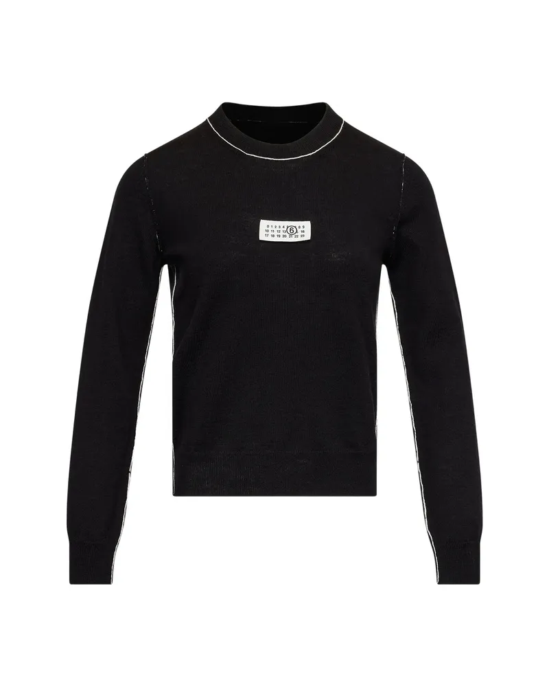 Maison Margiela Contrast-trimmed Wool Blend Knit Jumper Black