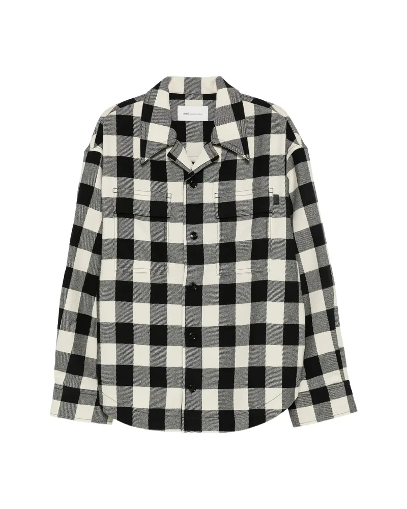 AMI Paris Check-pattern Button-up Shirt Black