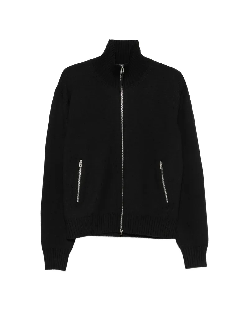 Tom Ford Leather-patch Zip-up Cardigan Black