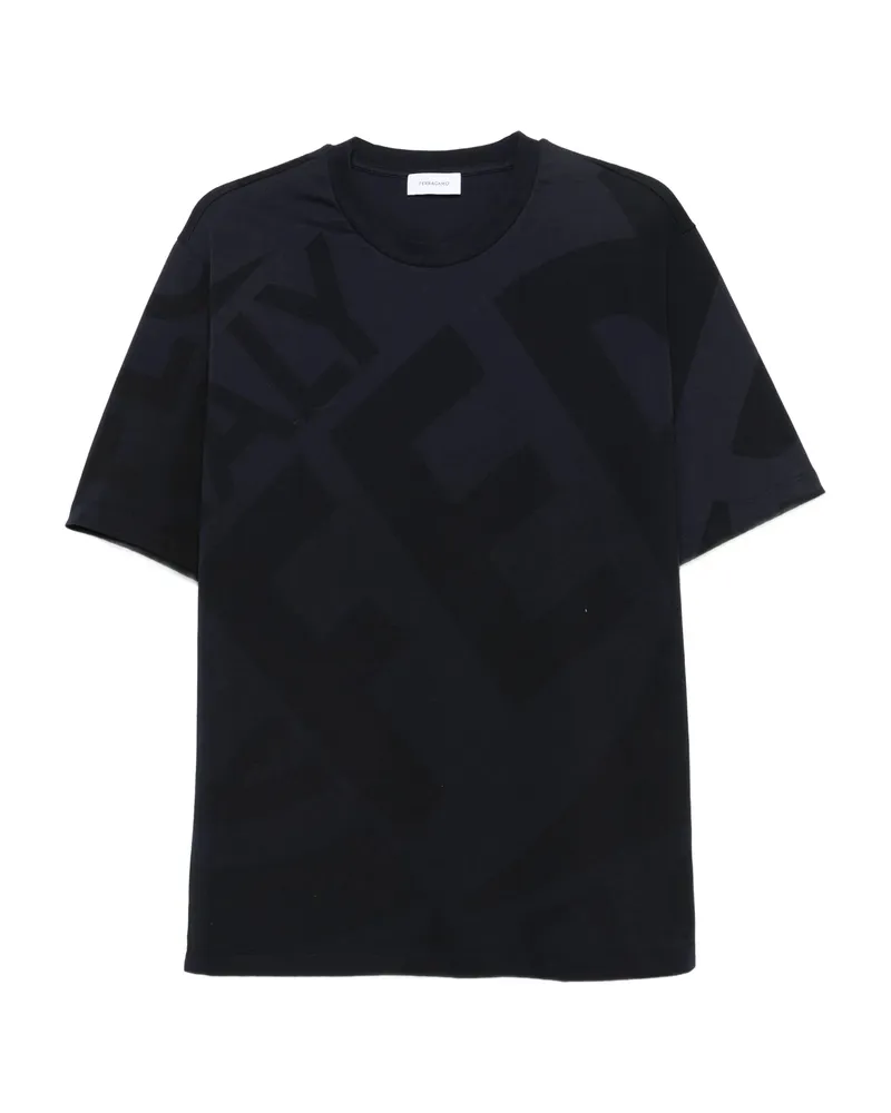 Ferragamo Graphic-print Cotton T-shirt Blue