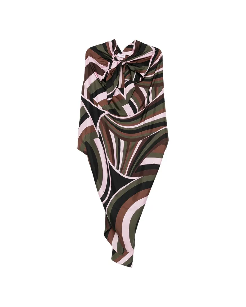 Emilio Pucci Iride-print Asymmetric Midi Dress Brown