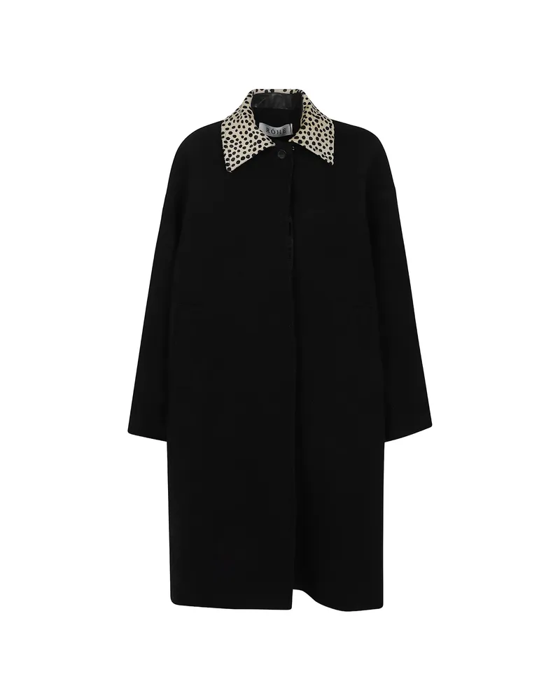 Róhe Cheetah Collar Oversized Coat Black
