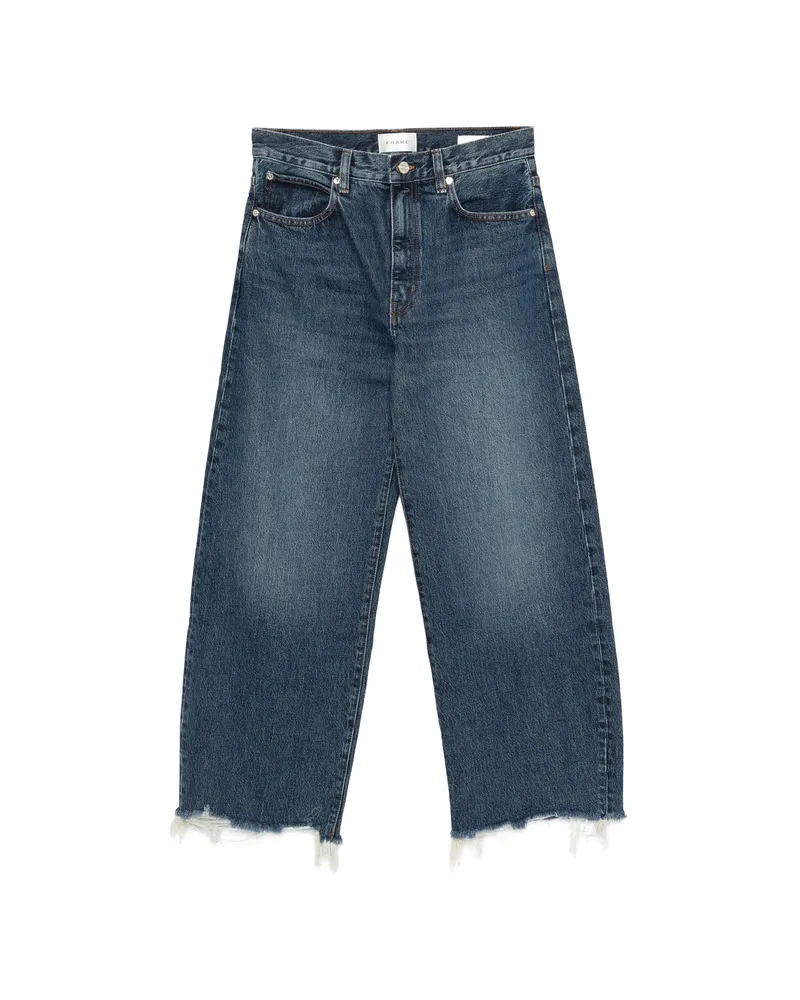 Frame Denim The Bow Crop Frayed-hem Denim Jeans Blue