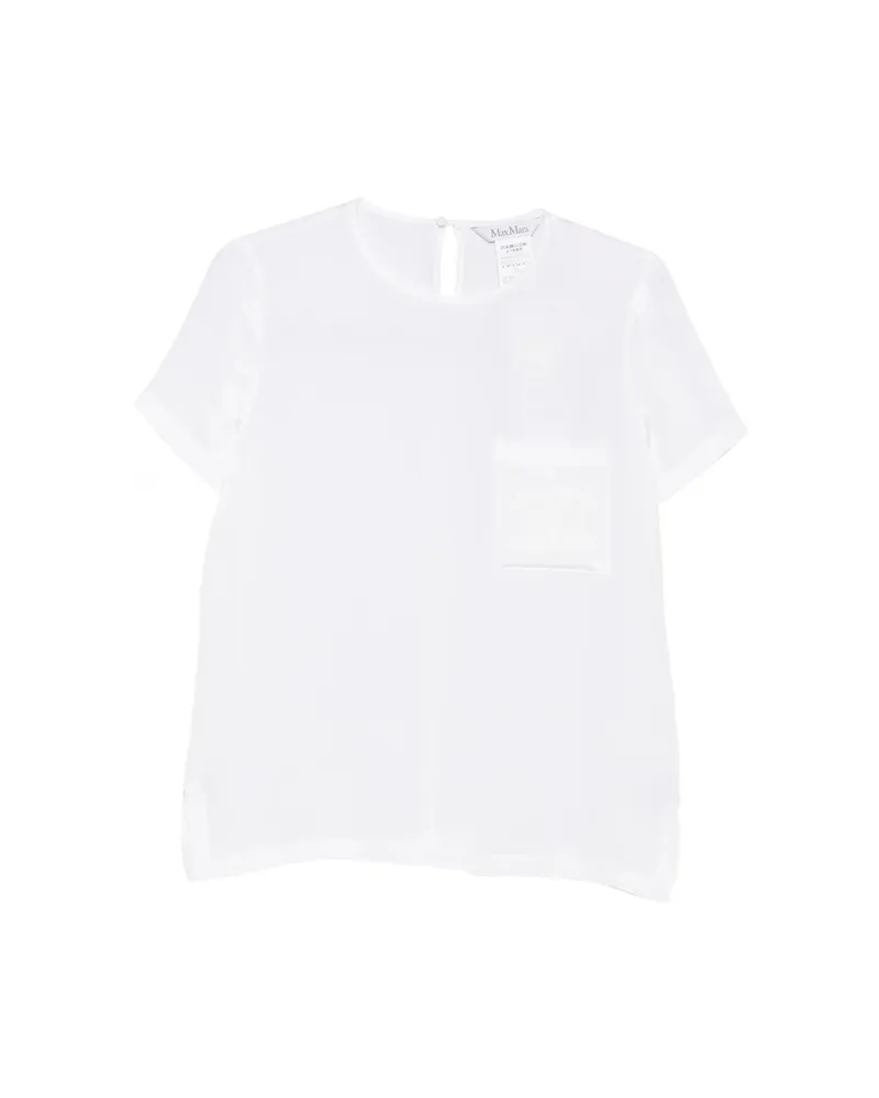 Max Mara Pagano Embroidered-logo Chest-pocket T-shirt White
