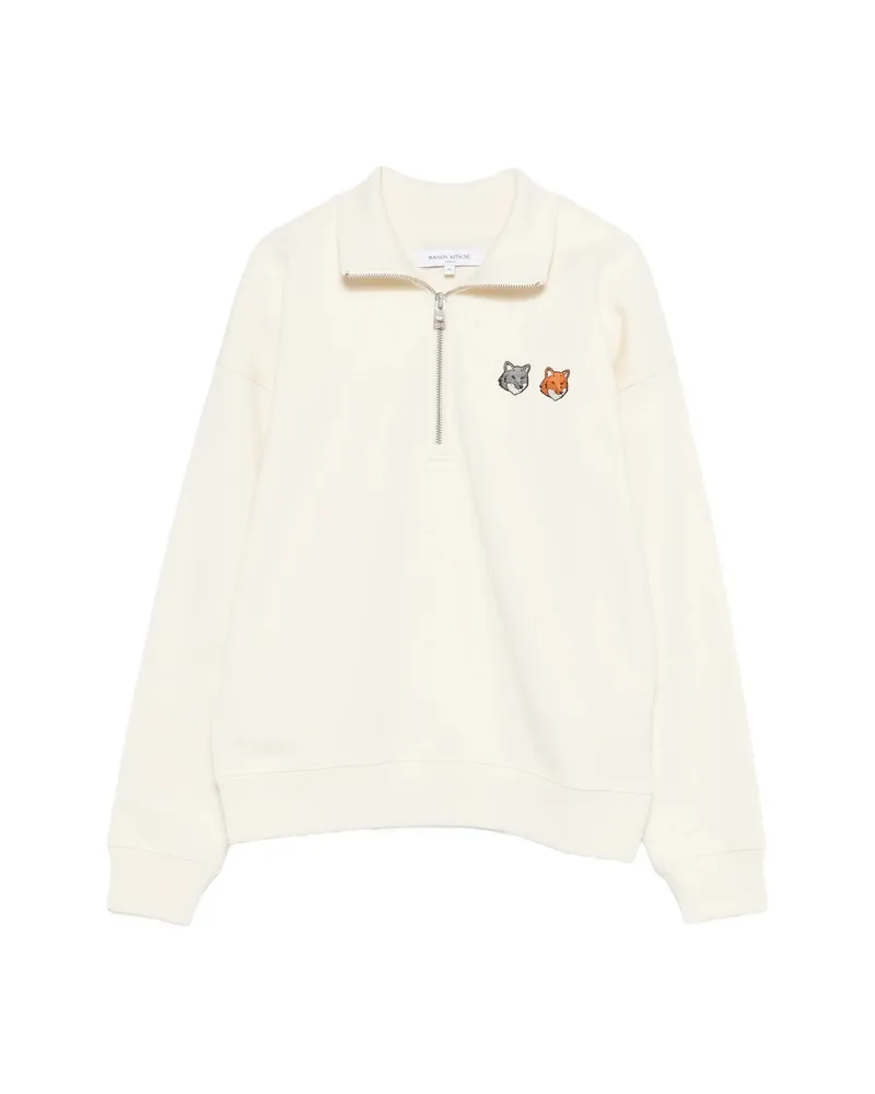 Kitsuné Zip Fox-motif Sweatshirt Neutrals