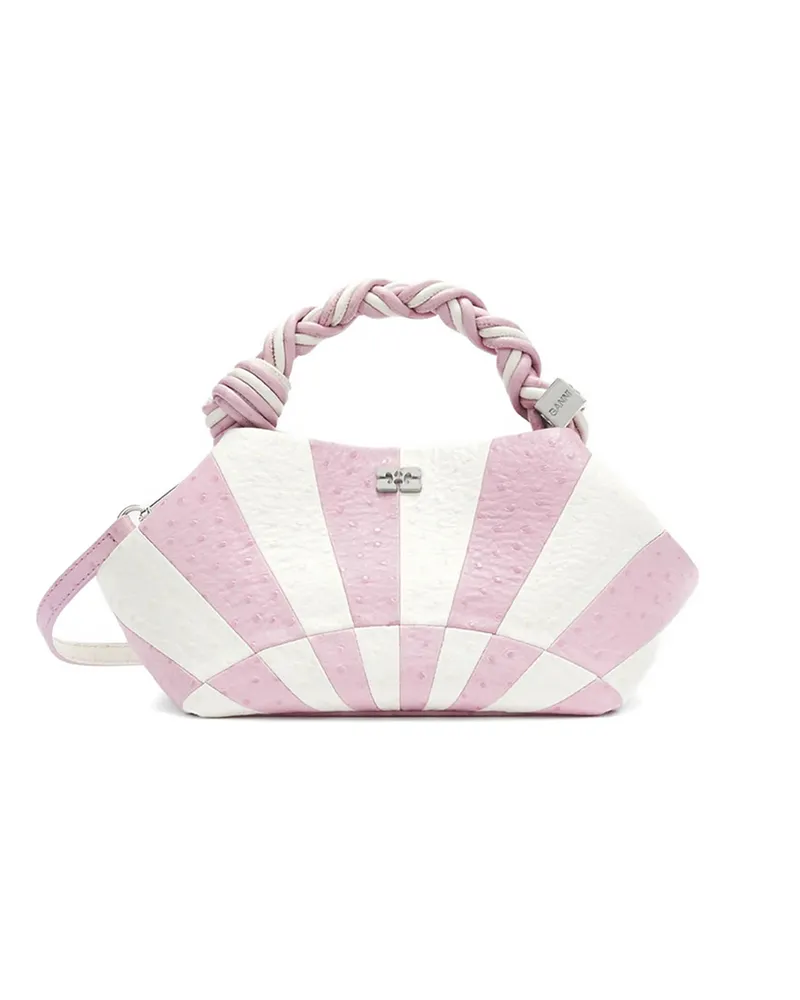 Ganni Bou Striped Leather Shoulder Bag Pink