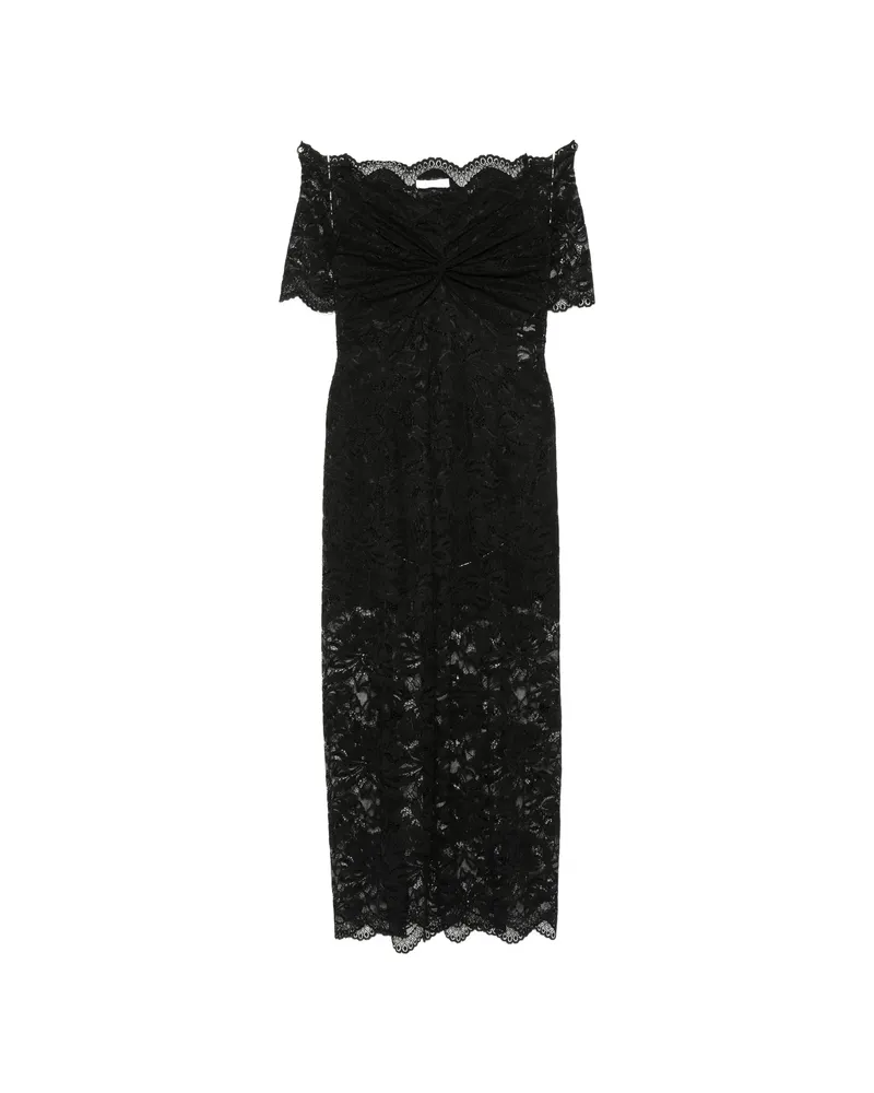 Paco Rabanne Off-the-shoulder Lace Maxi Dress Black