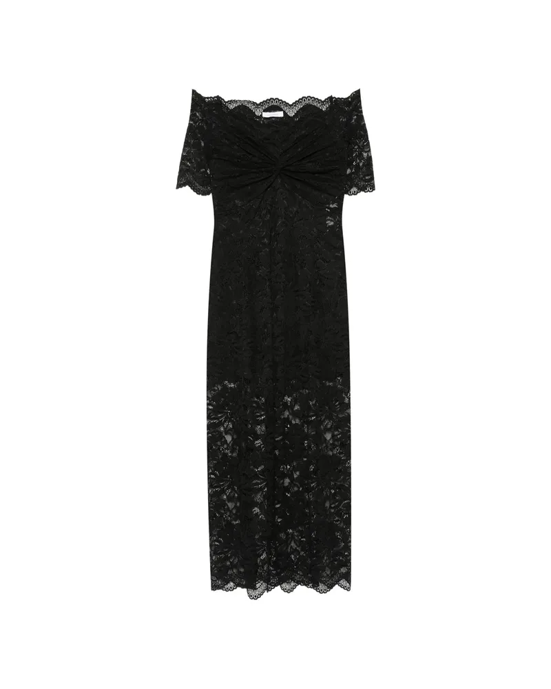Paco Rabanne Off-the-shoulder Lace Maxi Dress Black