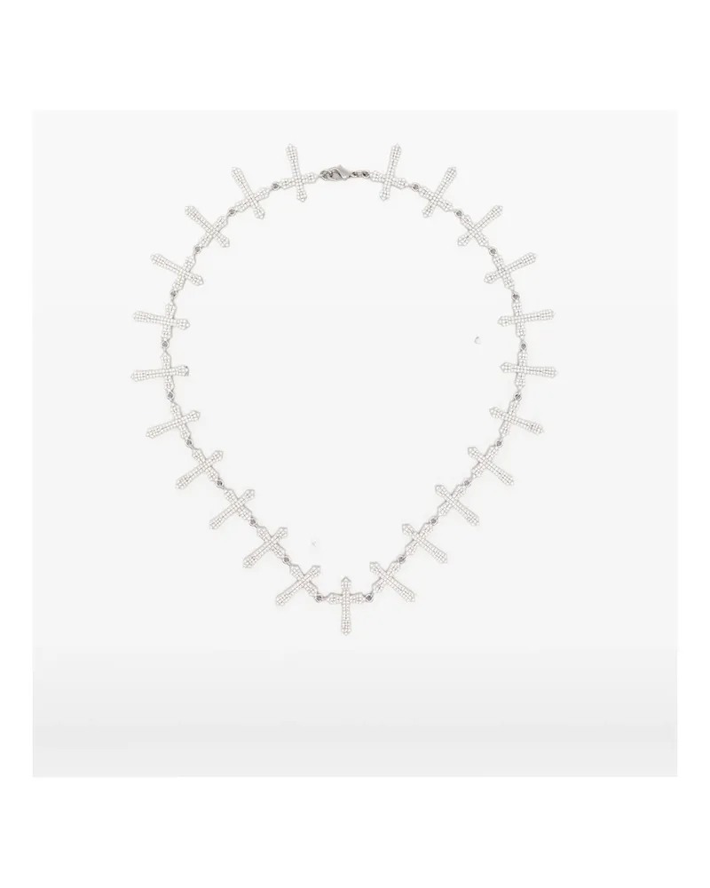 DARKAI Cross Tennis Crystal-embellished Necklace Silver