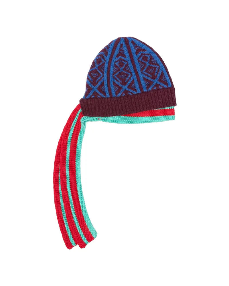Dries van Noten Geometric-pattern Beanie Hat Blue